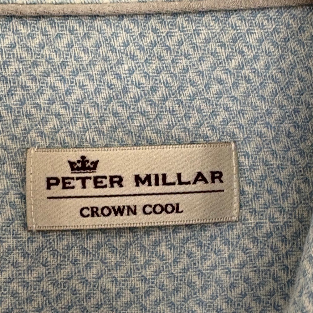 Peter‎ Millar Crown Cool Linen Button Up Shirt Size Medium Blue Chest Pocket - Picture 4 of 7